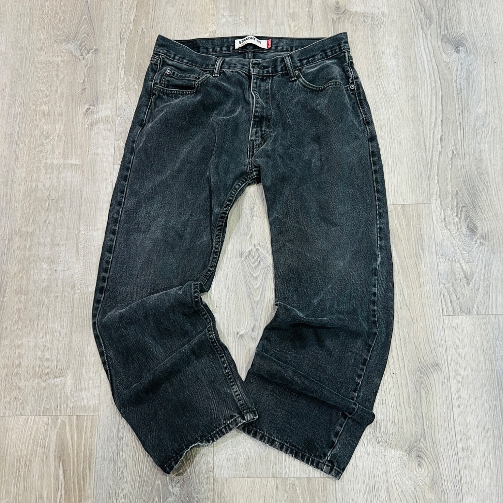 Levis 505 Jeans Mens Size 36x29 black gray dark wash Denim Straight regular fit